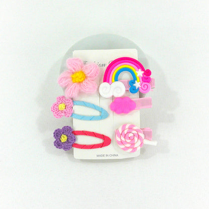 Kids Cute Cartoon Candy Flower Rainbow Hair Clips HB4229-8 (12PC)