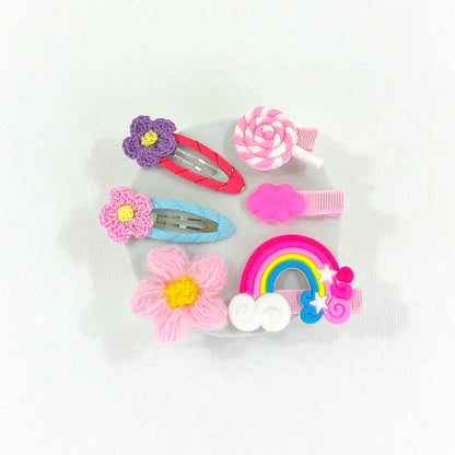 Kids Cute Cartoon Candy Flower Rainbow Hair Clips HB4229-8 (12PC)