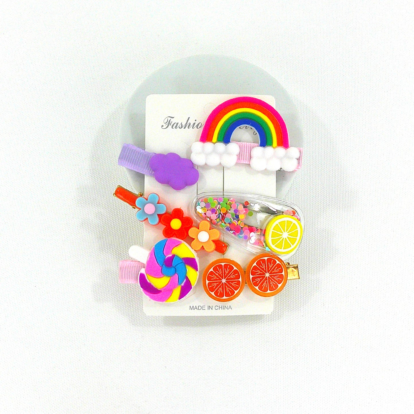 Kids Cute Cartoon Candy Flower Rainbow Hair Clips HB4229-8 (12PC)