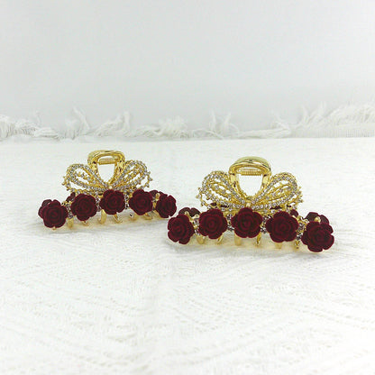 3.25 Inches Rose Metal Claw Clip HC4221-2 (12PC)
