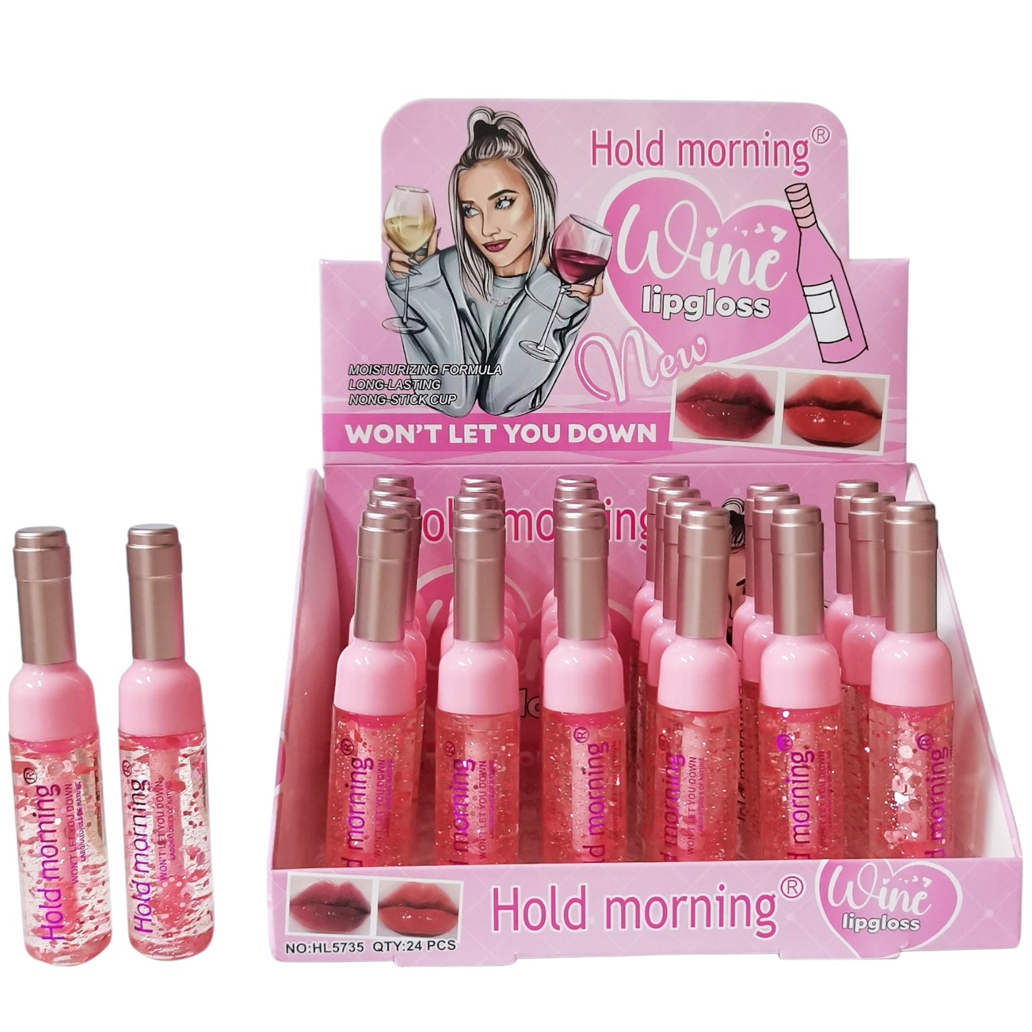 HOLD MORNING WINE BOTTLE LIP GLOSS HL5735 (24PC)