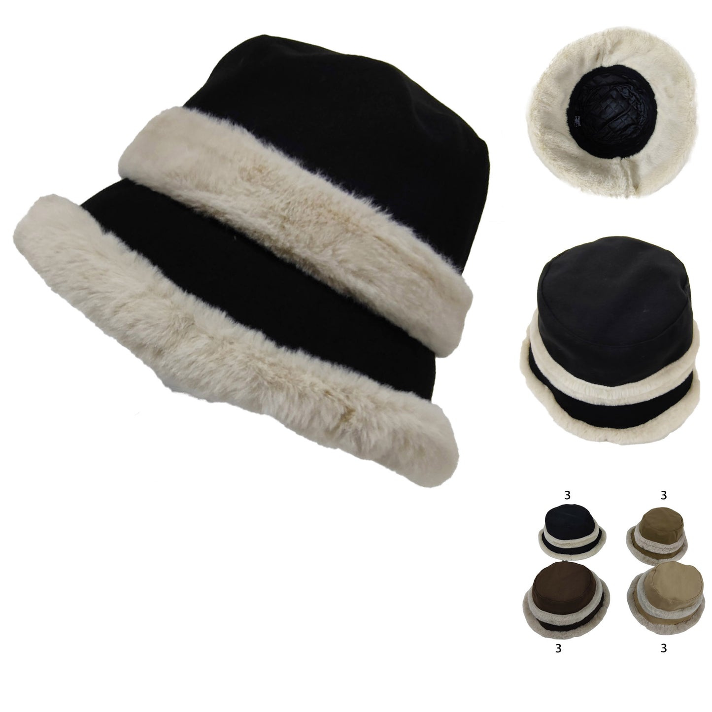 Women's Fur Bucket Hat HT3104-5 (4PC)