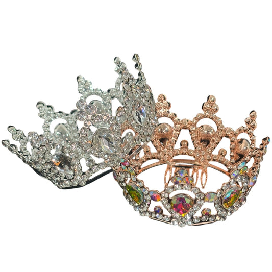 CRYSTAL SMALL TIARA HAIR COMB HT952 (6PC)