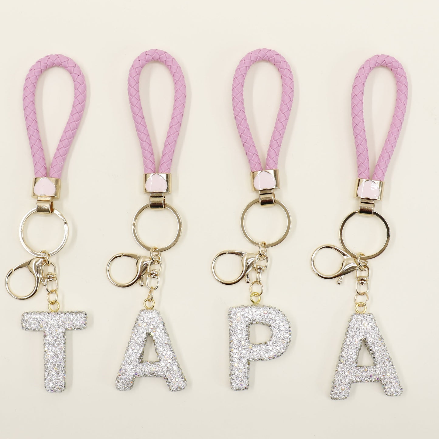 Rhinestone Alphabet Initial Letter Key Chain SS51011-40 (12PC)