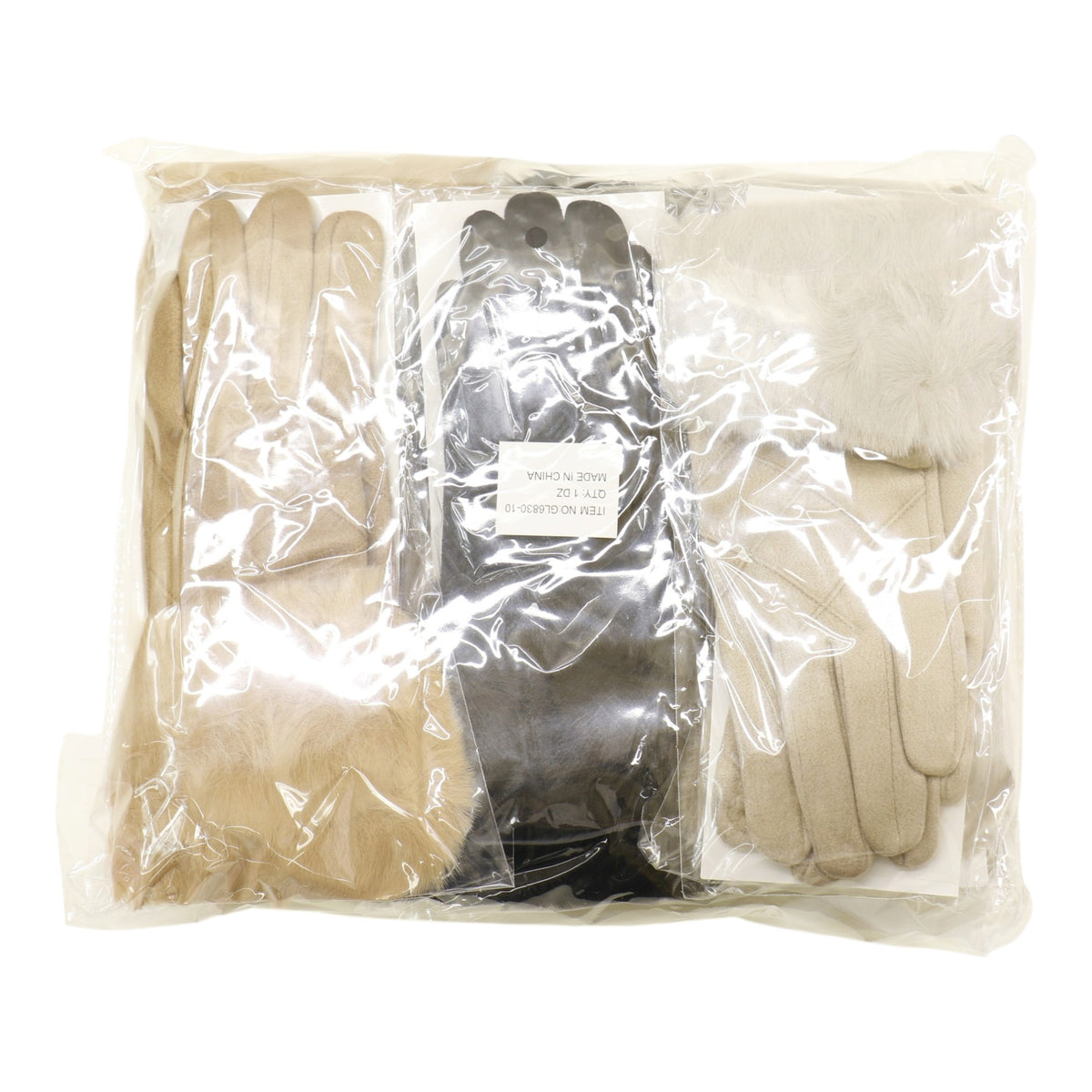 Fur Cuff Suede Texting Gloves GL6830-10 (12PAIR)
