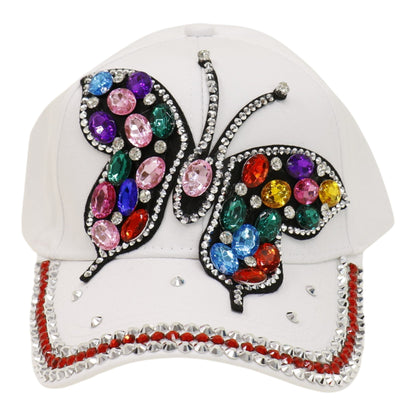 Bling Rhinestone Rainbow Butterfly Baseball Cap HA6323-32. (12PC)
