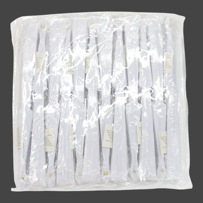 White On White Hand Held Folding Fan JF6323-19! (12PC)