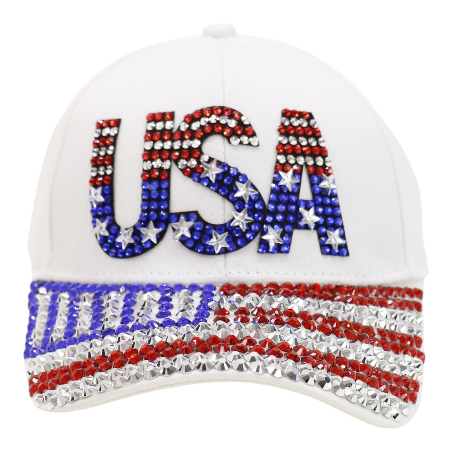 American Flag Rhinestone Studded CAP HA6323-6 (12PC)