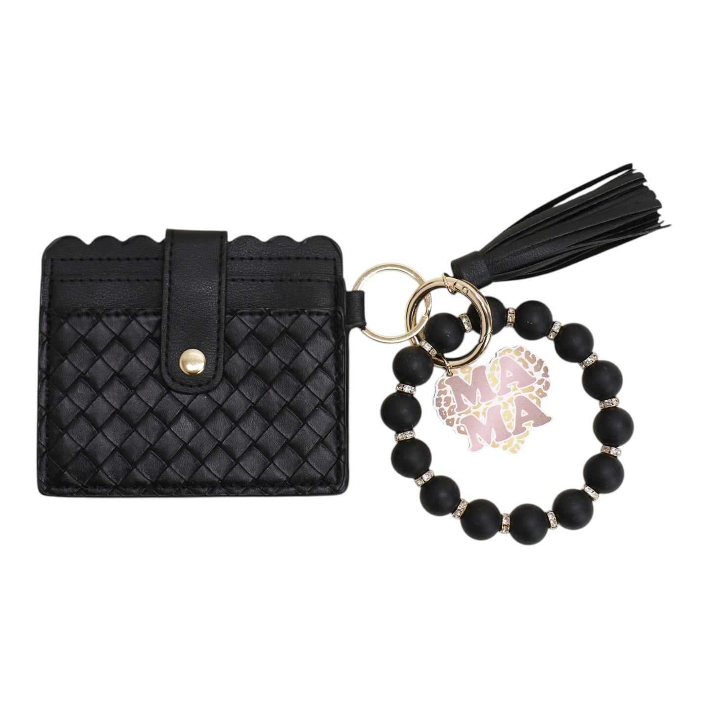 Silicone Bracelet with Multi Color Leather Wallet Tassel JB6126-22 12PC)
