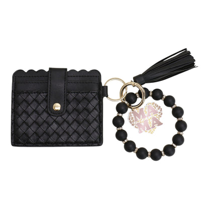 Silicone Bracelet with Multi Color Leather Wallet Tassel JB6126-22 12PC)