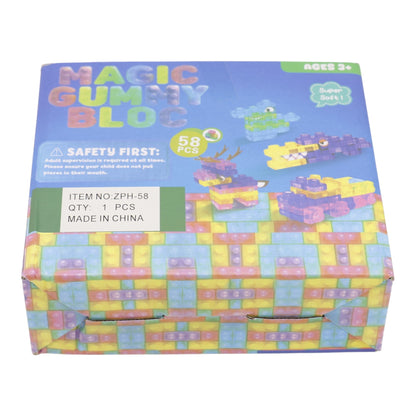 58 Count Colorful Gummy Squishy Sensory Building Block Toy ZPH-58 (12PC)