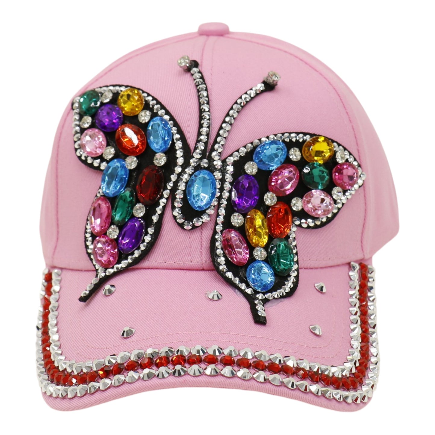 Bling Rhinestone Rainbow Butterfly Baseball Cap HA6323-32. (12PC)