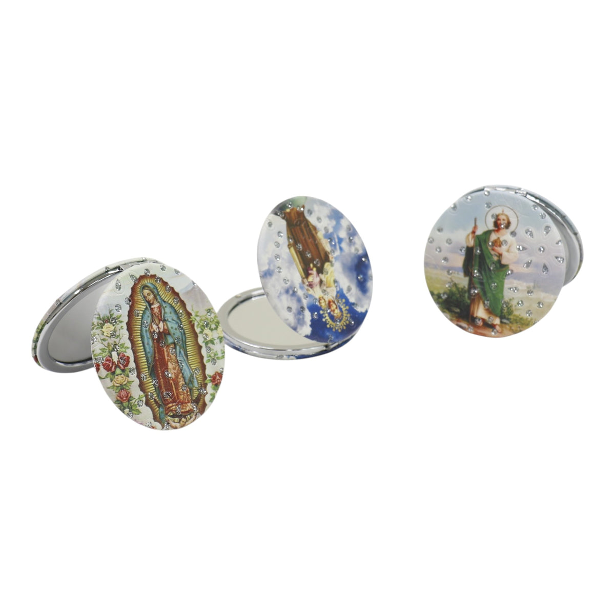 Religious Glitter Circular Compact Makeup Mirror JM6423-1 (12PC)