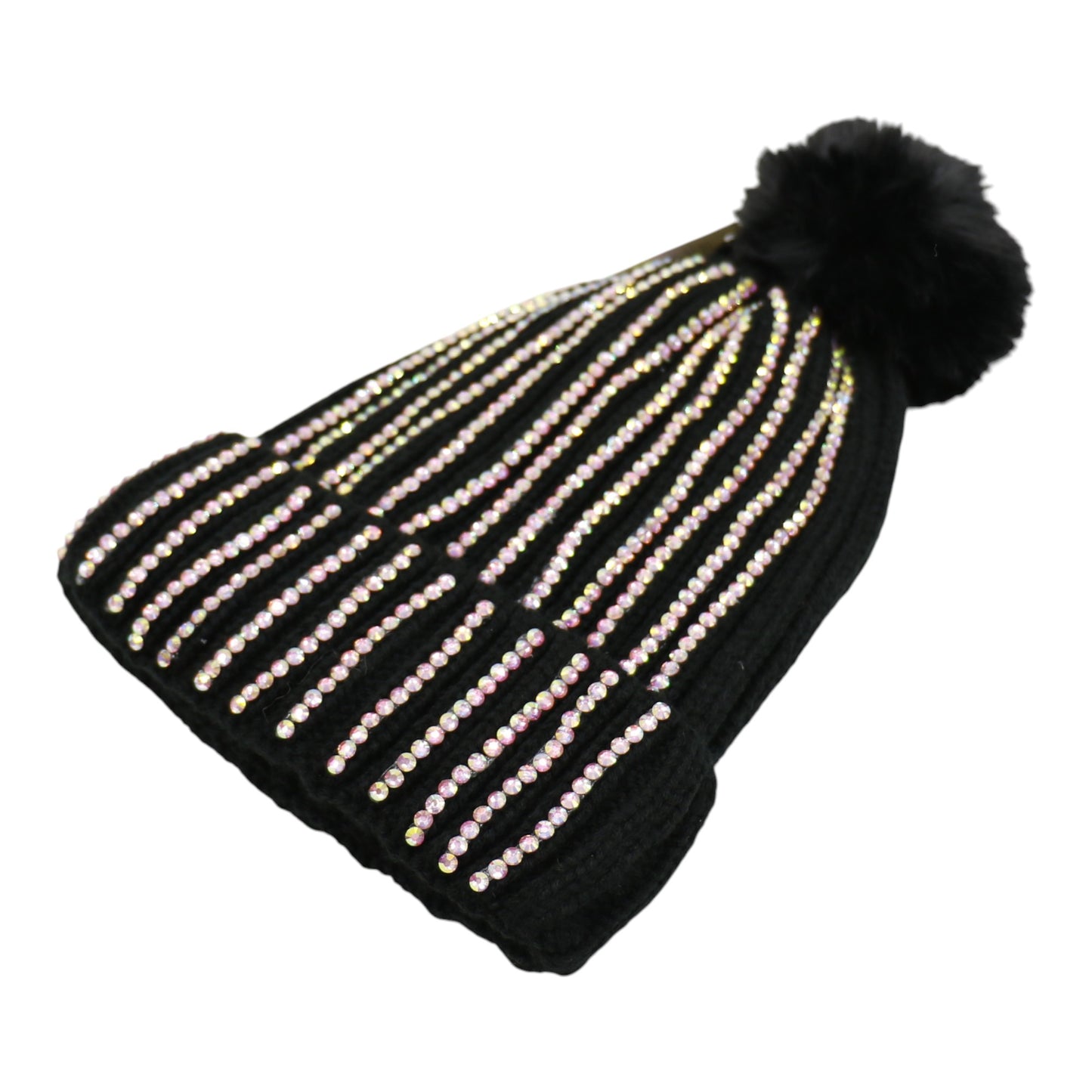 Pom Pom Rhinestone Decor Beanie H20-44. (12PC)