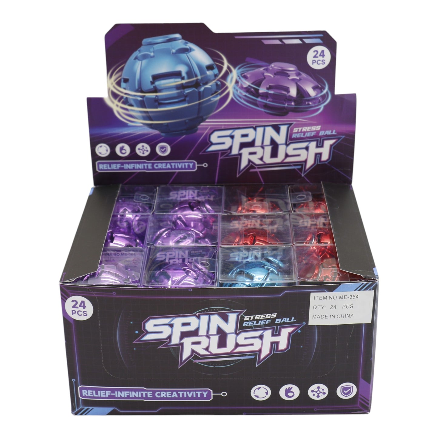 Press to Spin Fidget Spinner HelixCore Rotating Stress Ball Fidget Toy ME364 (24PC)