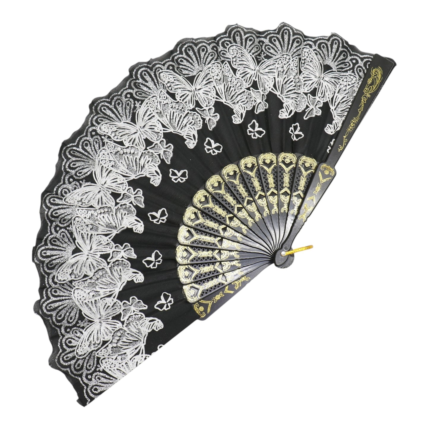Butterfly Floral Glitter Handheld Folding Fan FNSZ09 (12PC)