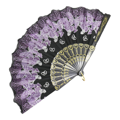 Butterfly Floral Glitter Handheld Folding Fan FNSZ09 (12PC)