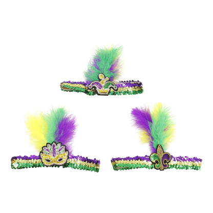 Mardi Gras Feather Headband SS51109-1 (12PC)