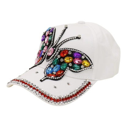 Bling Rhinestone Rainbow Butterfly Baseball Cap HA6323-32. (12PC)