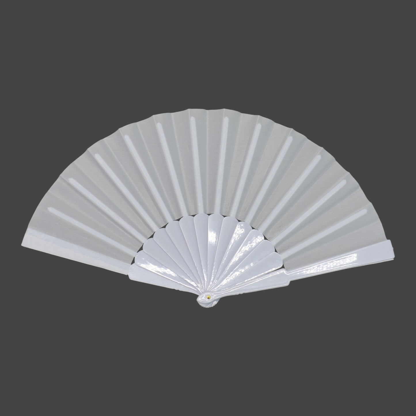 White On White Hand Held Folding Fan JF6323-19 (12PC)