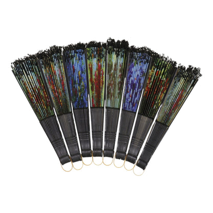 Black Floral Lace Trim Hand Held Folding Fan JF6323-5 (12PC)