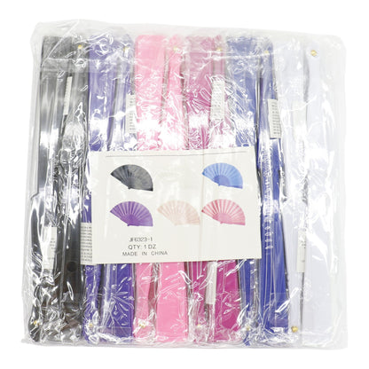Solid Color Hand Held Folding Fan JF6323-1 (12PC)