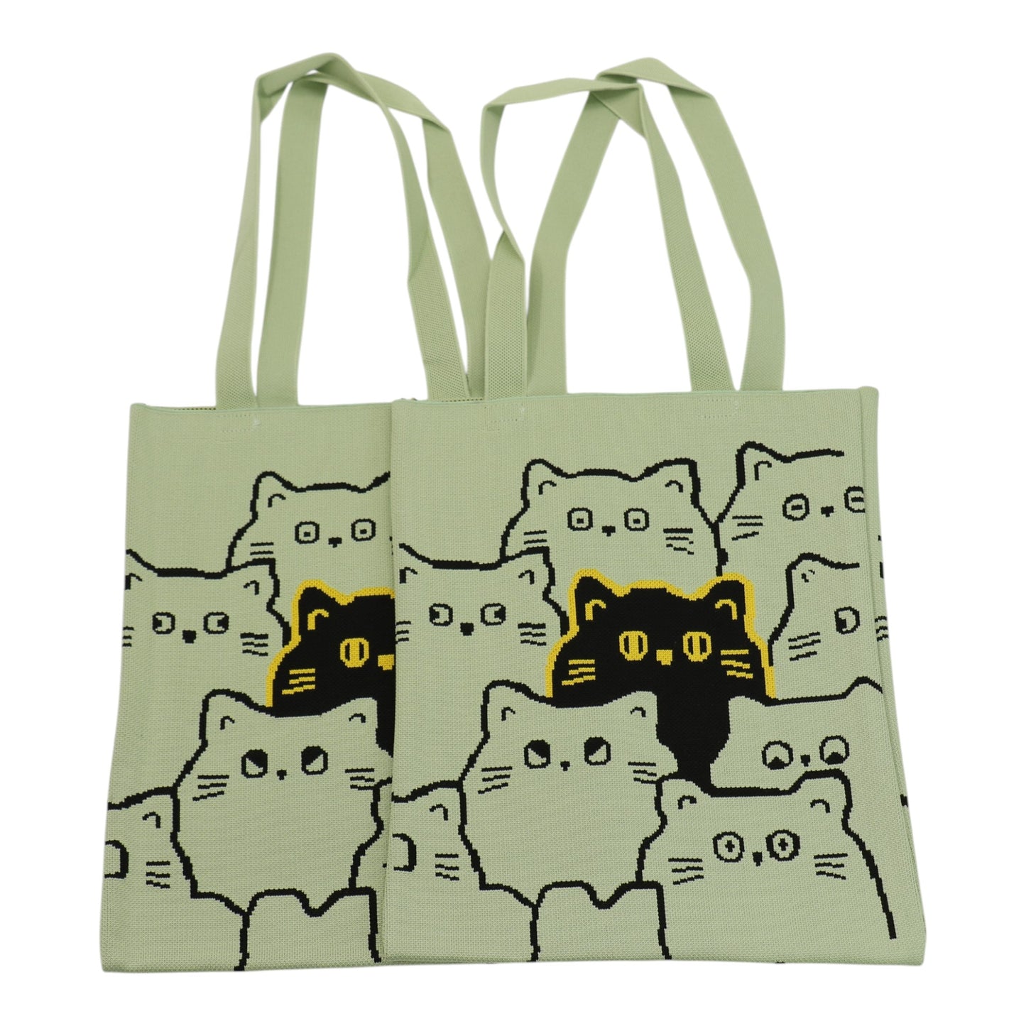 Cute Cat Pattern Knitted Tote Shoulder Bag JB6711-1 (12PC)