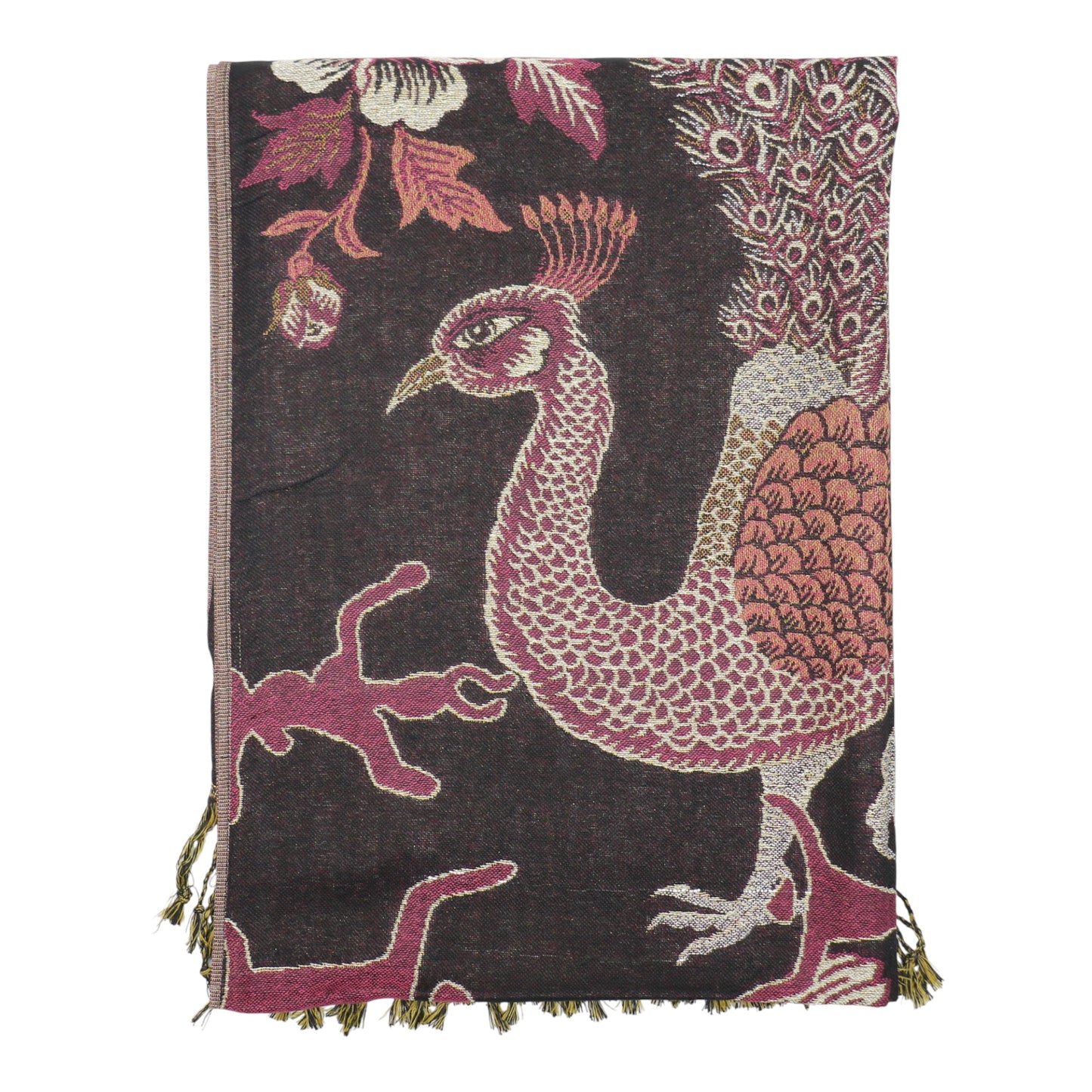 Metallic Pashmina Peacock Pattern SCF31105-11. (12PC)