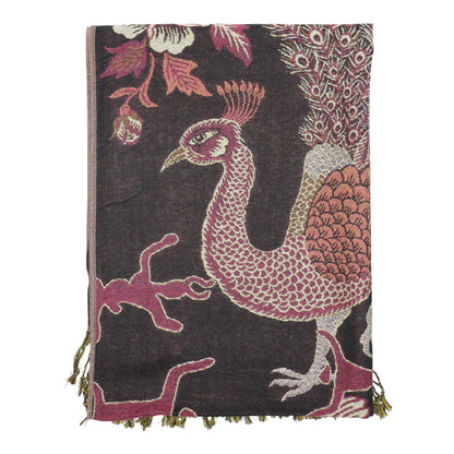 Metallic Pashmina Peacock Pattern SCF31105-11. (12PC)