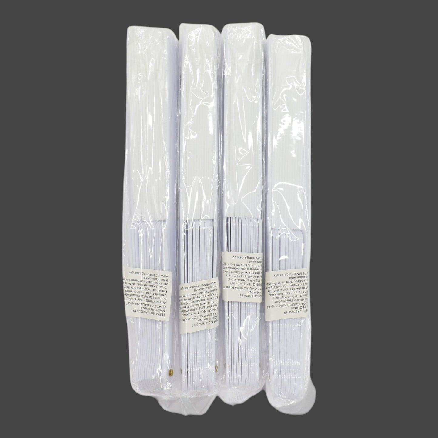 White On White Hand Held Folding Fan JF6323-19! (12PC)