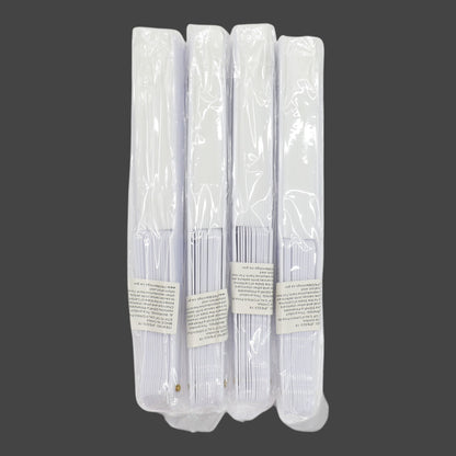 White On White Hand Held Folding Fan JF6323-19! (12PC)