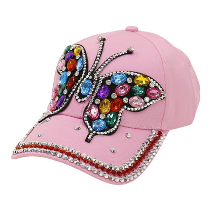Bling Rhinestone Rainbow Butterfly Baseball Cap HA6323-32. (12PC)