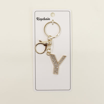 Rhinestone Alphabet Initial Letter Key Chain SS51011-32. (12PC)