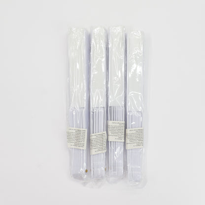 White On White Hand Held Folding Fan JF6323-19! (12PC)