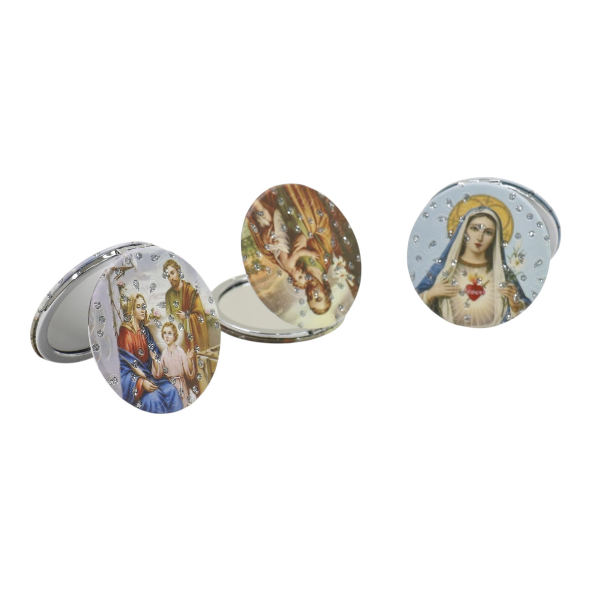 Religious Glitter Circular Compact Makeup Mirror JM6423-1 (12PC)