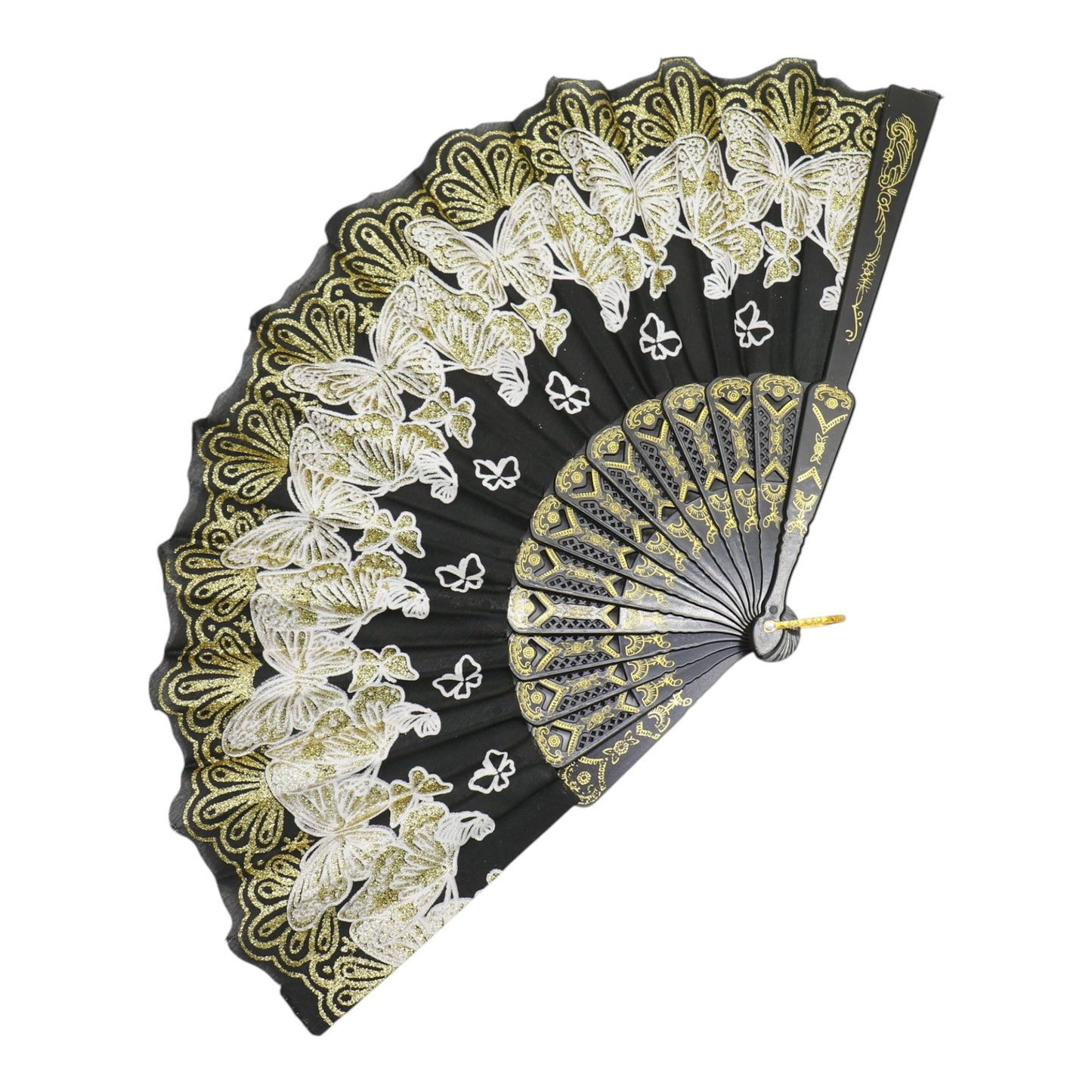 Butterfly Floral Glitter Handheld Folding Fan FNSZ09 (12PC)