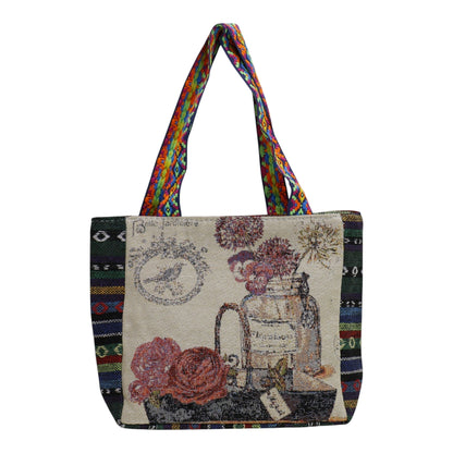 Bird Flower Embroidery Small Tote Shoulder Bag BG4107-16. (12PC)