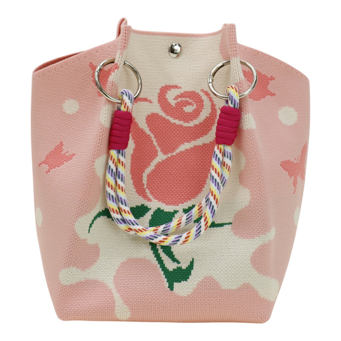 Rose Pattern Women's Knitted Bucket Bag JB6316-2 (3PC)