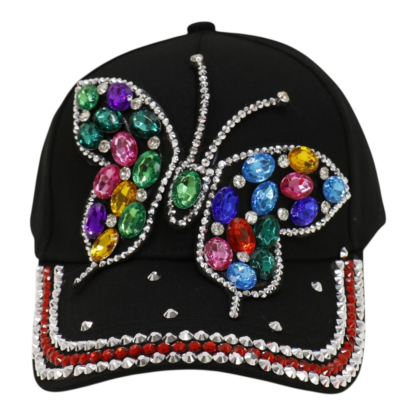 Bling Rhinestone Rainbow Butterfly Baseball Cap HA6323-32. (12PC)
