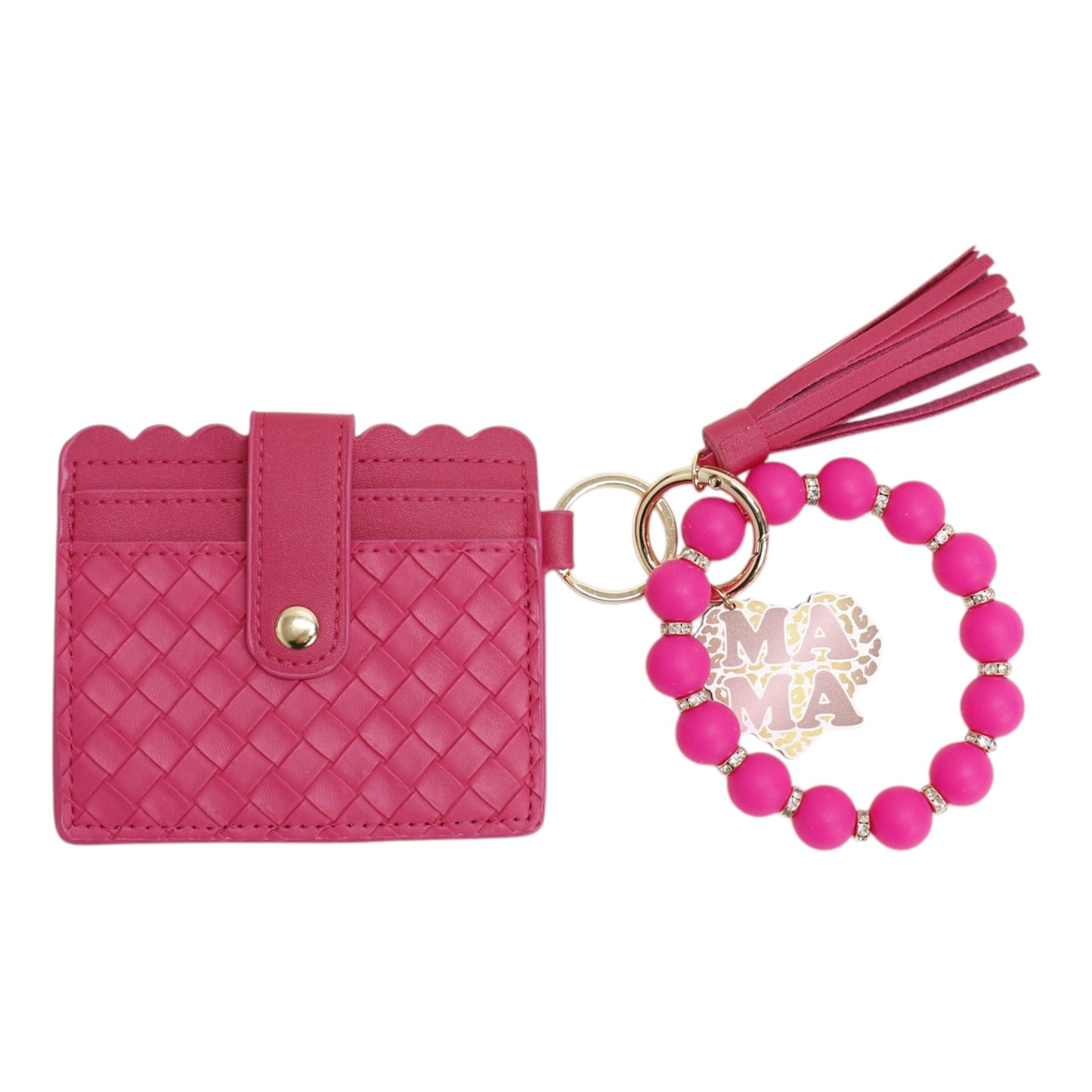 Silicone Bracelet with Multi Color Leather Wallet Tassel JB6126-22 12PC)
