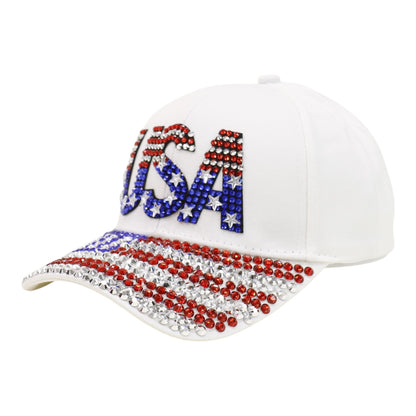 American Flag Rhinestone Studded CAP HA6323-6 (12PC)