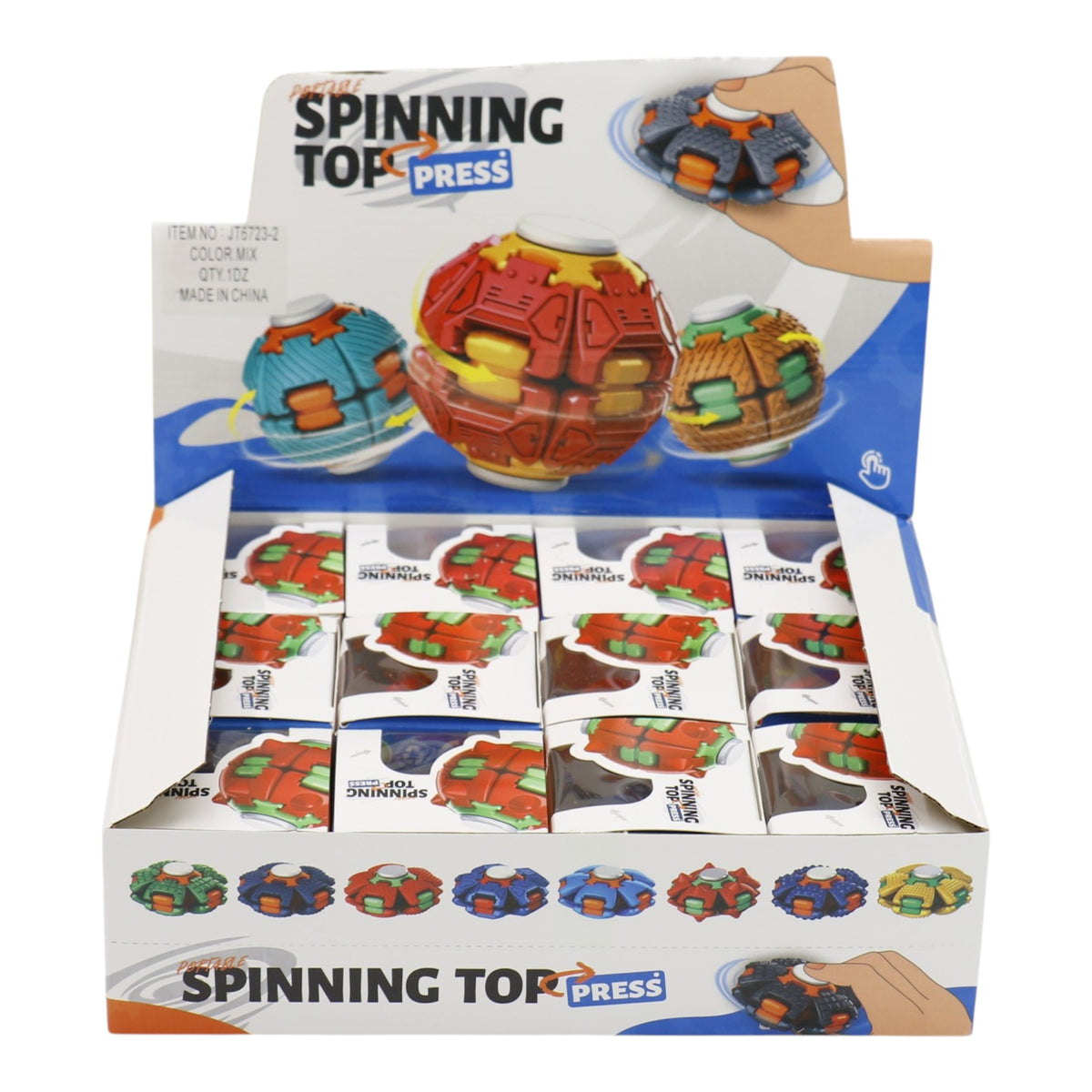 Press to Spin Fidget Spinner HelixCore Rotating Stress Ball Fidget Toy JT6723-3 (12PC)