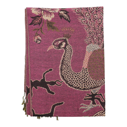 Metallic Pashmina Peacock Pattern SCF31105-11. (12PC)