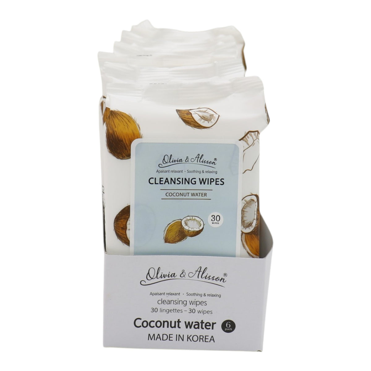 Coconut Water Cleansing Makeup Remover Wipes MIT001 (6PK)