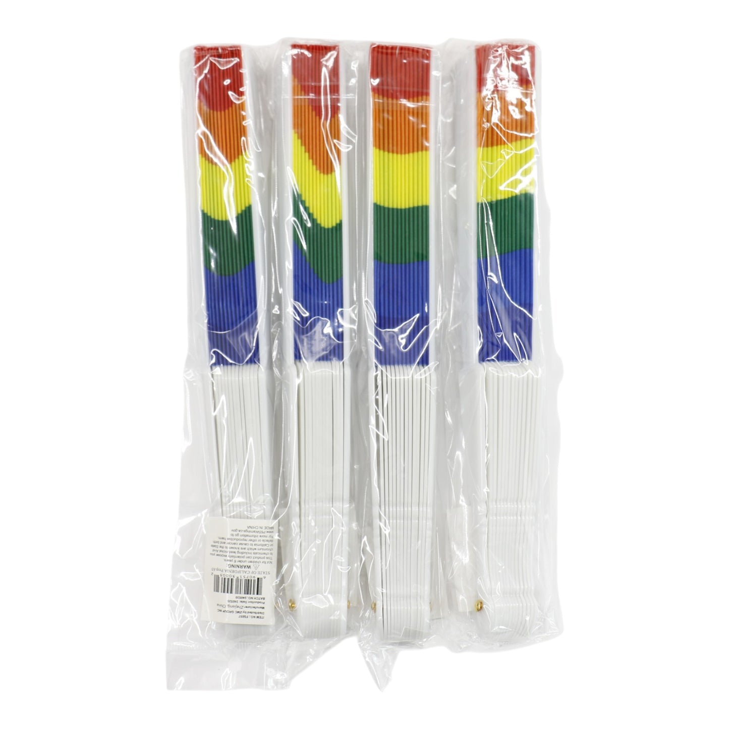 Rainbow Pride White Frame Hand Held Folding Fan FS057! (12PC)