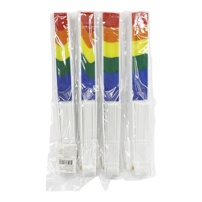 Rainbow Pride White Frame Hand Held Folding Fan FS057! (12PC)