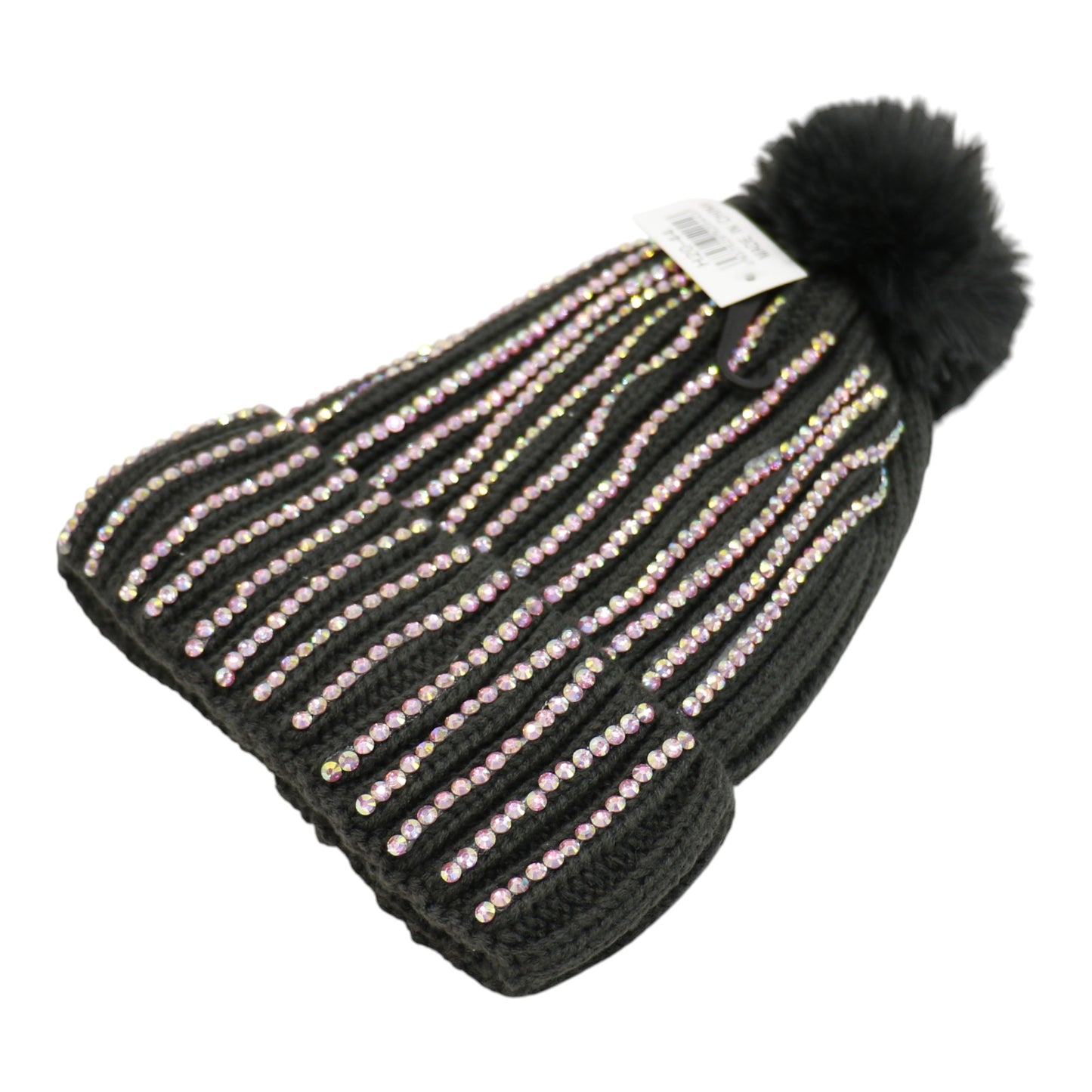 Pom Pom Rhinestone Decor Beanie H20-44. (12PC)