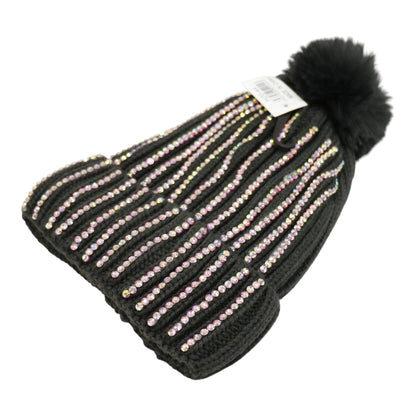 Pom Pom Rhinestone Decor Beanie H20-44. (12PC)