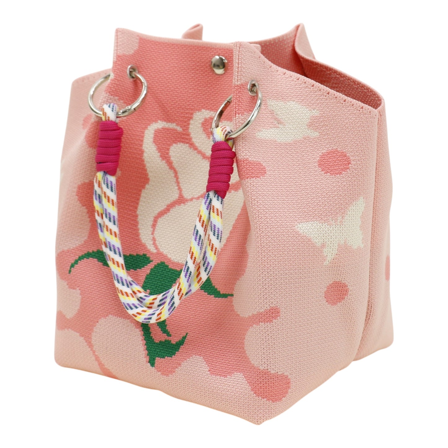 Rose Pattern Women's Knitted Bucket Bag JB6316-2 (3PC)