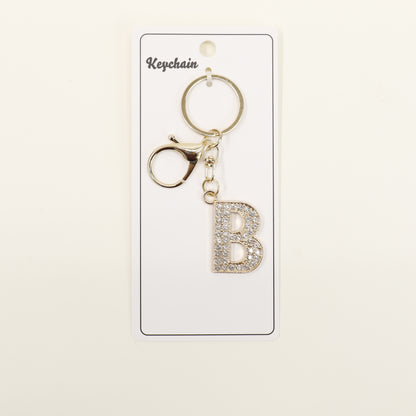 Rhinestone Alphabet Initial Letter Key Chain SS51011-32. (12PC)